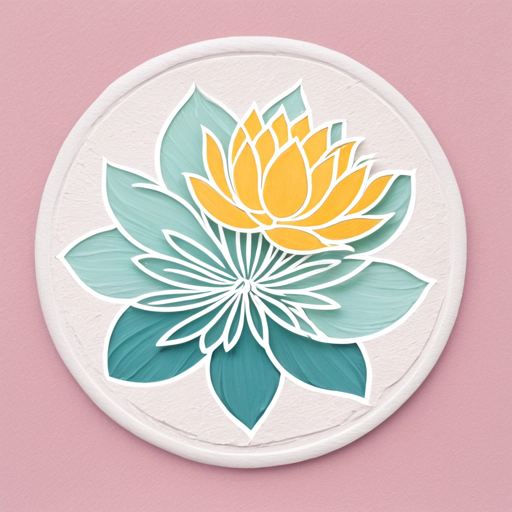 Eine Kombination aus einem stilisierten Wachsstreifen und einer Lotusblume, logo, mininlastic, pastell colours