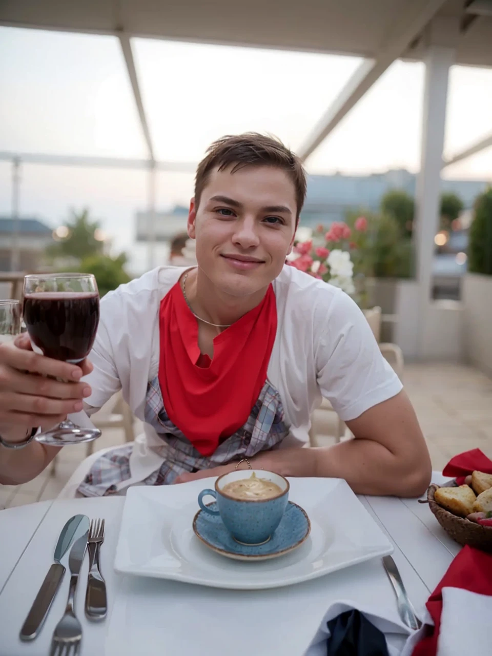 absolutely male face,boyish face tomboy,completely male face futures, boyish boylike shorthair face,beautiful cleavage,ultra girlish wear, you get a marriage proposal, romantic dinner at a restaurant, Tomboy is called to wife,beautiful feminine clothing,ultra-feminine girlish setting,female accessories