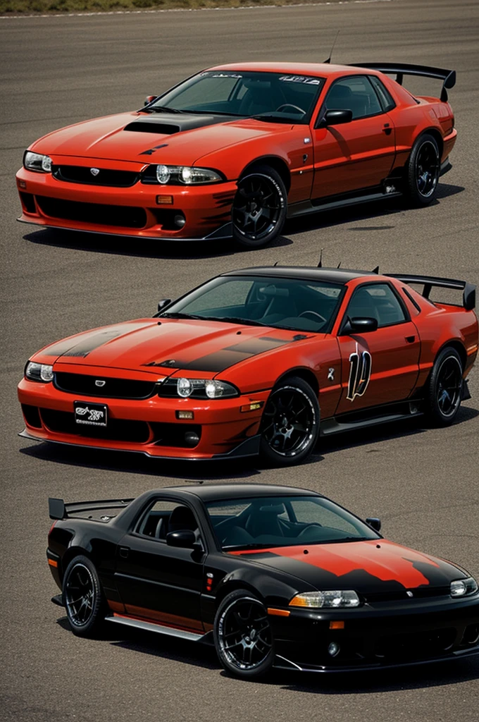 Create a Cougar car from the year 2000 painted black with flames on the sides