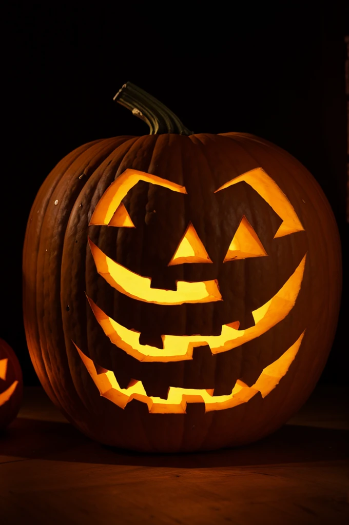 Halloween white jack o lantern glowing in the dark