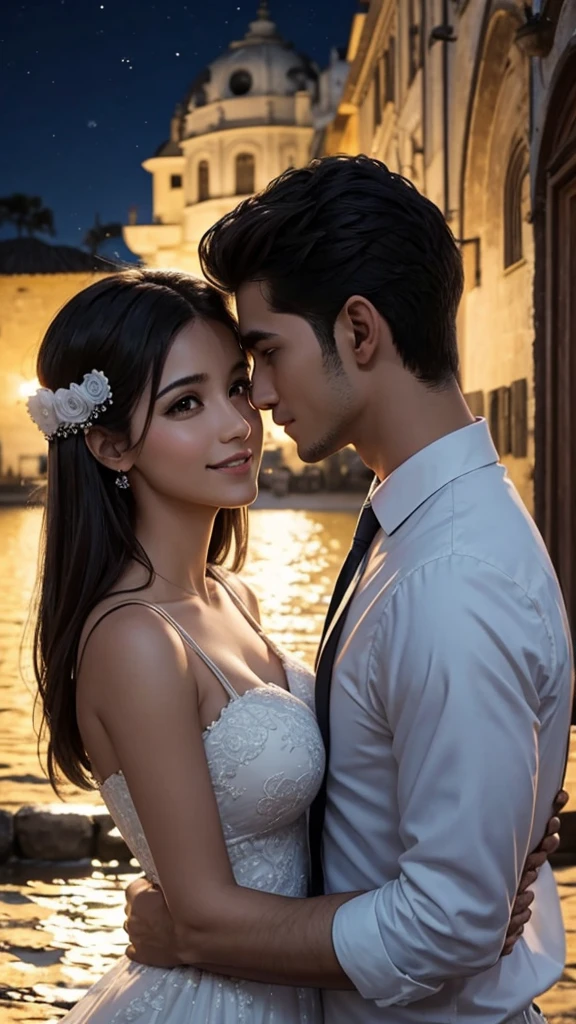 Parejas,hombre y mujer,abrazdos ,enamorados,bajo la luz de la luna ,HD,buen contraste,