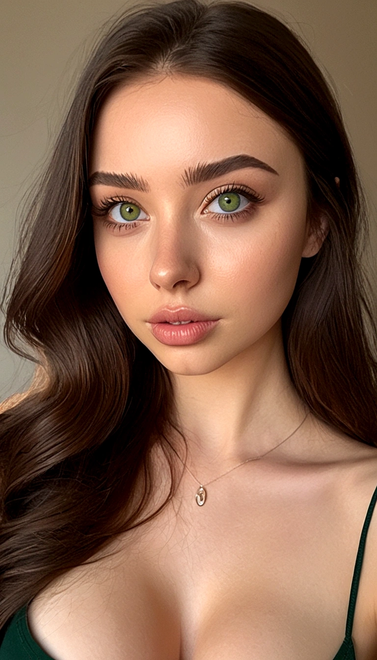 Afared Full Woman, with green eyes, Nude, Ultra realistic, Meticulously detailed, portrait of Sophie Mudd, Brunette hair and Big Eyes, Selfie of a young woman, Bedroom eyes, Violet Myers, No Makeup, Natural Makeup, Looking directly at the camera, face artgram, subtle make-up, impressive photo of the whole body kneeling, in the park, Medium and large size chest, allowing the face to be seen clearly, portrait
