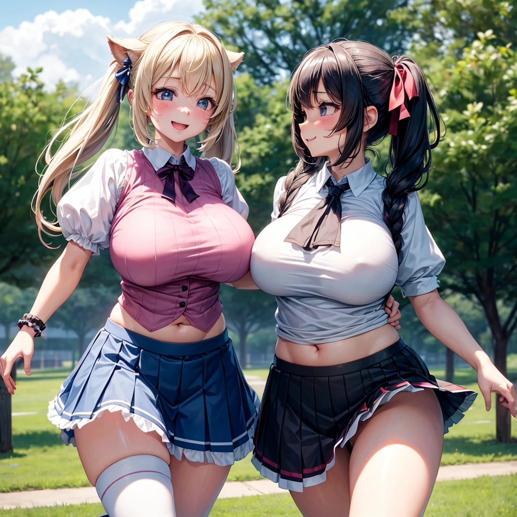 2 girls, face to face, side by side,
bouncing breasts, motion lines, running, furry, sweatdrop, cute smile,
loli, (oppai loli:1.3),
, skirt, gigantic breasts massive breasts huge breasts , best quality, beautiful, film grain