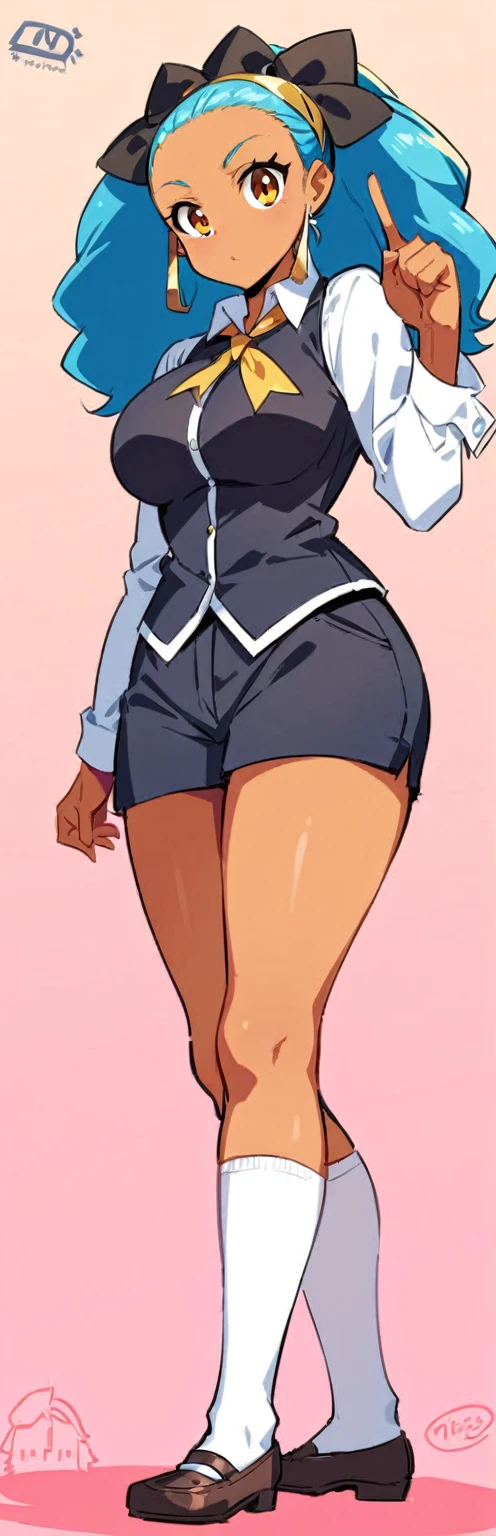 (Obra maestra, mejor calidad:1.2), 1 chica, solo,De pie_dividir,
pelo largo, Camiseta sin mangas blanca sin mangas,pantalones cortos de mezclilla azul