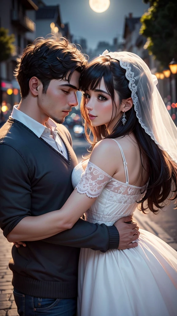 Parejas,hombre y mujer,abrazdos ,enamorados,bajo la luz de la luna ,HD,buen contraste,