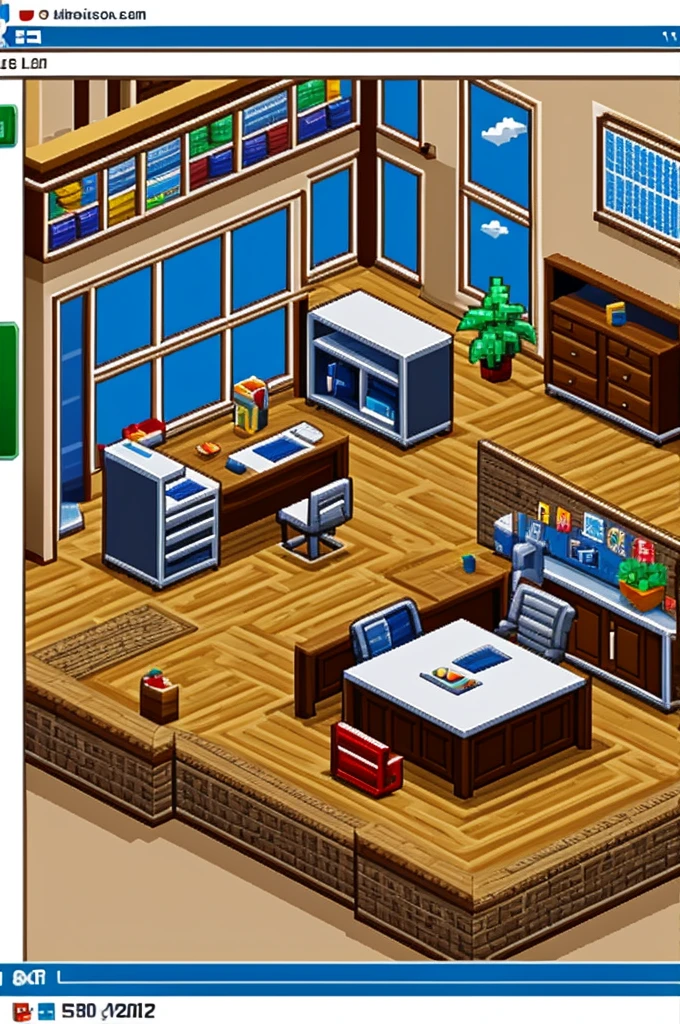 Una imagen de una oficina de un jefe de la empresa en pixel art 2d