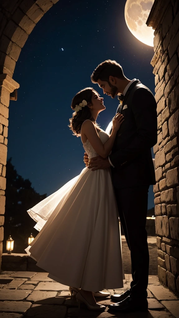 Parejas,hombre y mujer,abrazdos ,enamorados,bajo la luz de la luna ,HD,buen contraste,