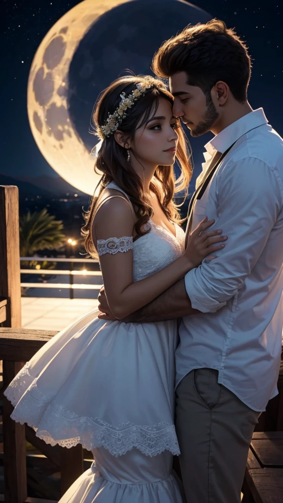Parejas,hombre y mujer,abrazdos ,enamorados,bajo la luz de la luna ,HD,buen contraste,