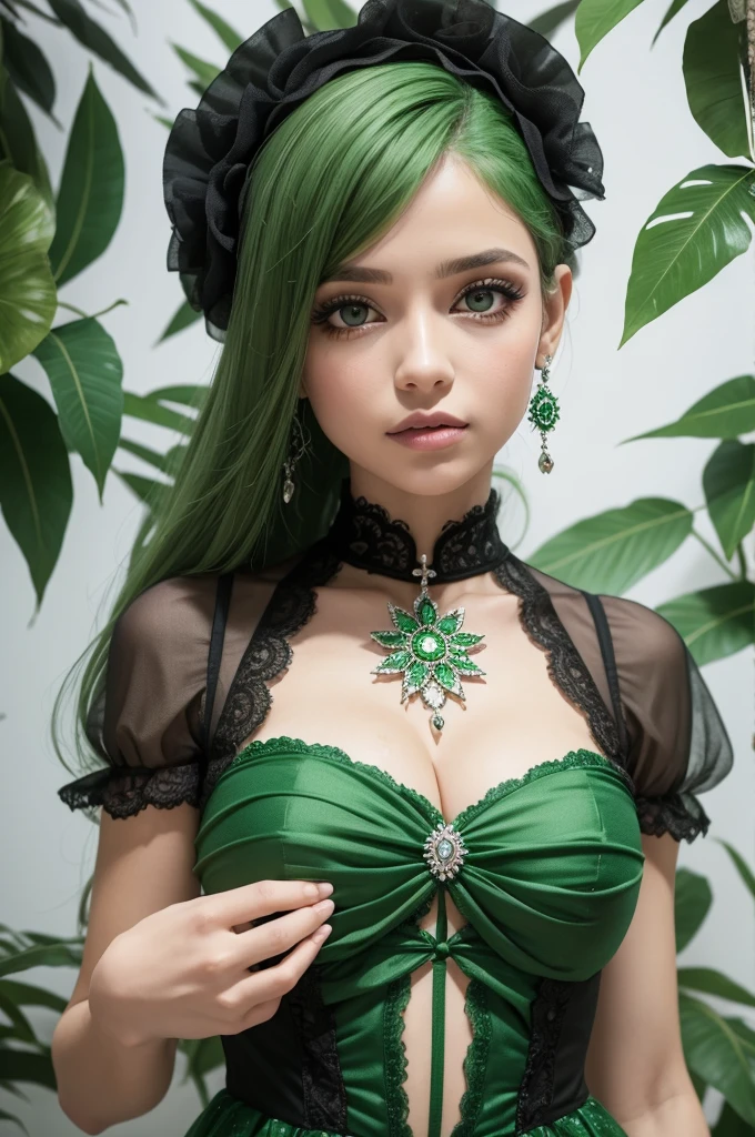 Crie uma garota loira, com olhos verdes, com roupas descoladas em uma festa
