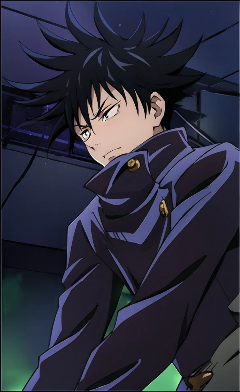 fushiguro_megumi, black hair, spiked hair, black eyes, , jacket, high collar,  masterpiece,high quality,solo,outdoors,
MegumiFushiguro,1boy,
gakuran,best quality, ultra high res, , Jujutsu Kaisen, looking at viewers, standing, white hair, blue eyes,  black jacket ,popped collar, outdoors, solo focus, upper body, ryoiki tenkai, stylish_pose, 1boy, male focus, solo,  full body, blue eyes, blindfold, white hair, night, one eye covered, parted lips, high collar, looking ,4k,ultra hd , 8k 