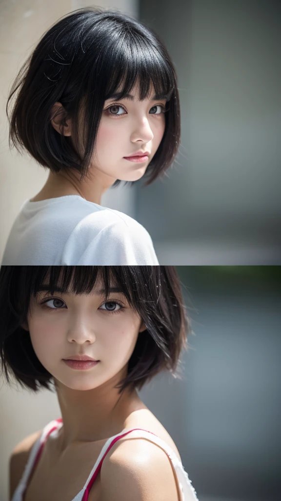 (masterpiece), 1girl, short hair, black hair, ruby eyes,