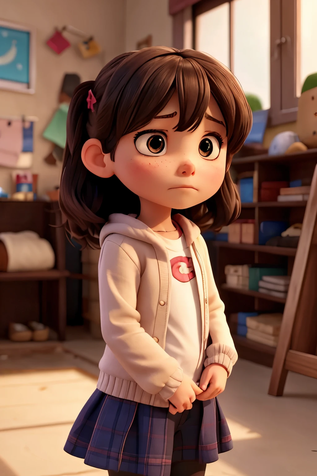 A girl with a sad expression