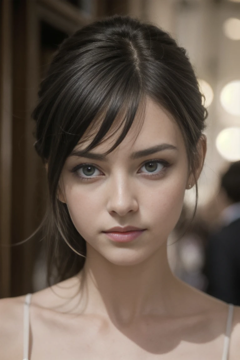 portrait of european girl,solo,20 years,hermoso rostro,parte superior del cuerpo,pelo sobre un ojo,corte lateral medio, pelo rubio, Sharp focus,traje de negocios negro