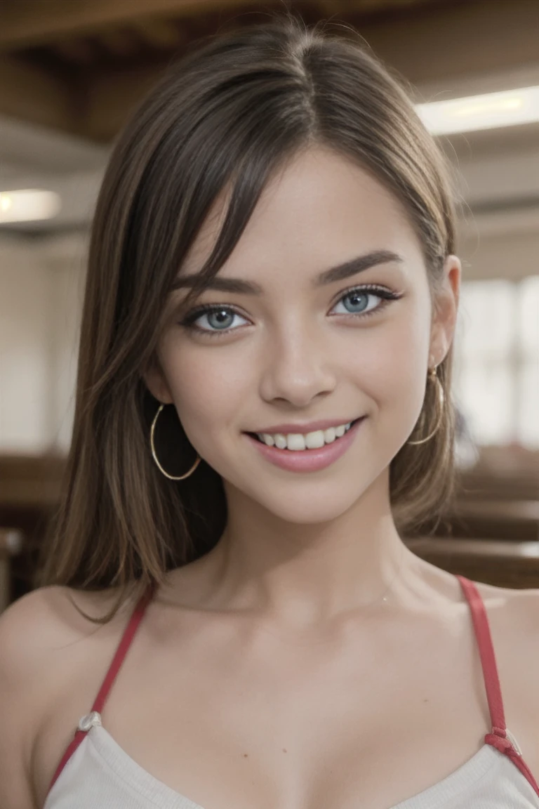 younggirls, hermoso rostro extremadamente detallado, Amazing face and eyes, mejor calidad, ultra detallado, fondo de pantalla CG unificado 8k extremadamente detallado, highly detailed, high-definition raw color photos, professional photography, retrato realista, Amazing face and eyes, ojos dobles, alto, minifalda, alto with wide open chest, mini falda, Brown hair, 18 year old smile showing teeth, profundidad de campos, aula de significado muy brillante, allanamiento, seven las bragas, vista desde abajo, manos completas, cuerpo completo.