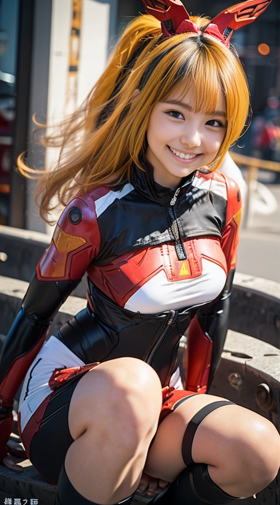（8k、Raw photography、Highest quality、masterpiece：1.2),(Black Hair、Dark Eyes:1.9),(Red plug suit:1.6)、View your viewers,Viewed from the front,White skin,(:1.3)、(Tight waist:1.6)、(Clothes that accentuate the shape of the breasts:1.0)、(Big Breasts :1.3)、Slim figure、Ultra-high resolution,beautiful,beautiful fece,(One person、No background:1.9),Full Body,Japanese women,（reality的：1.37）、Photon Mapping,reality、(Baby-faced and cute: 1.4)、(Cute Smile: 1.8)、(Round face: 1.8)、Radio City、Physically Based Rendering、Depth of field rally background、photograph, (:1.8),（:1.6）、Great quality