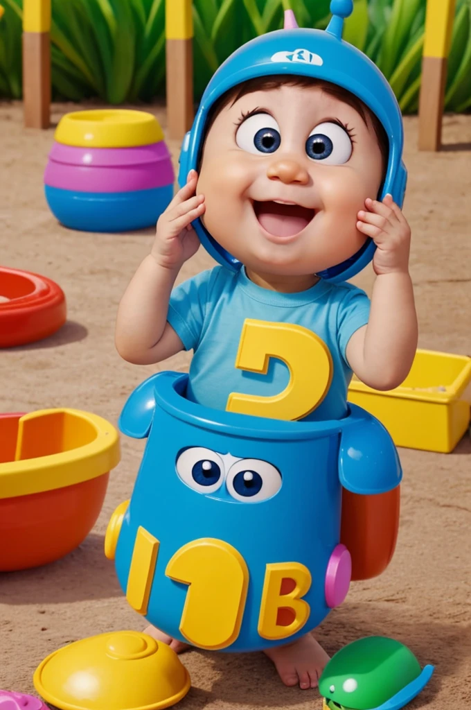 Crea una imagen de un videolaringoscopio bebe deseandole feliz dia del padre a un laringoscopio adulto. Estilo pixar