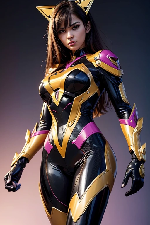 RAW, Best quality, high resolution, Masterpiece: 1.3), Sleek Female Mech Fusion of Transformers, Evangelion, and DC Comics Vixen,
Masterpiece: 1.3, Beautiful and intricately detailed fusion of Transformers' robotics, Evangelion's humanoid design, and Vixen's vibrant aesthetics,
Sleek Female Mech, Realistic, 1entity, Vixen's iconic Mari McCabe costume integrated into the mech's design,
Metallic exterior with glowing, translucent accents, Vixen's animal powers