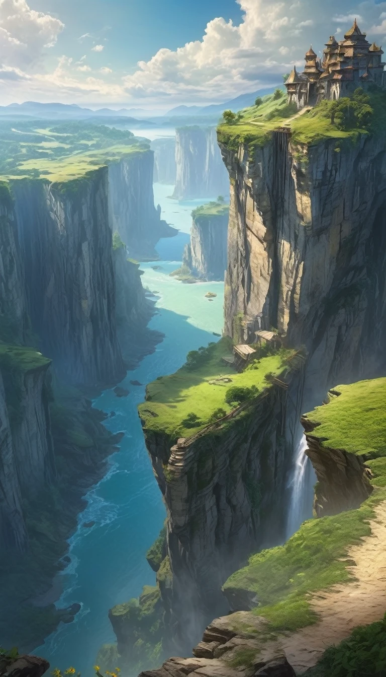 Beautiful Landscape,Fantasy,Cliff,Highest quality,Realistic