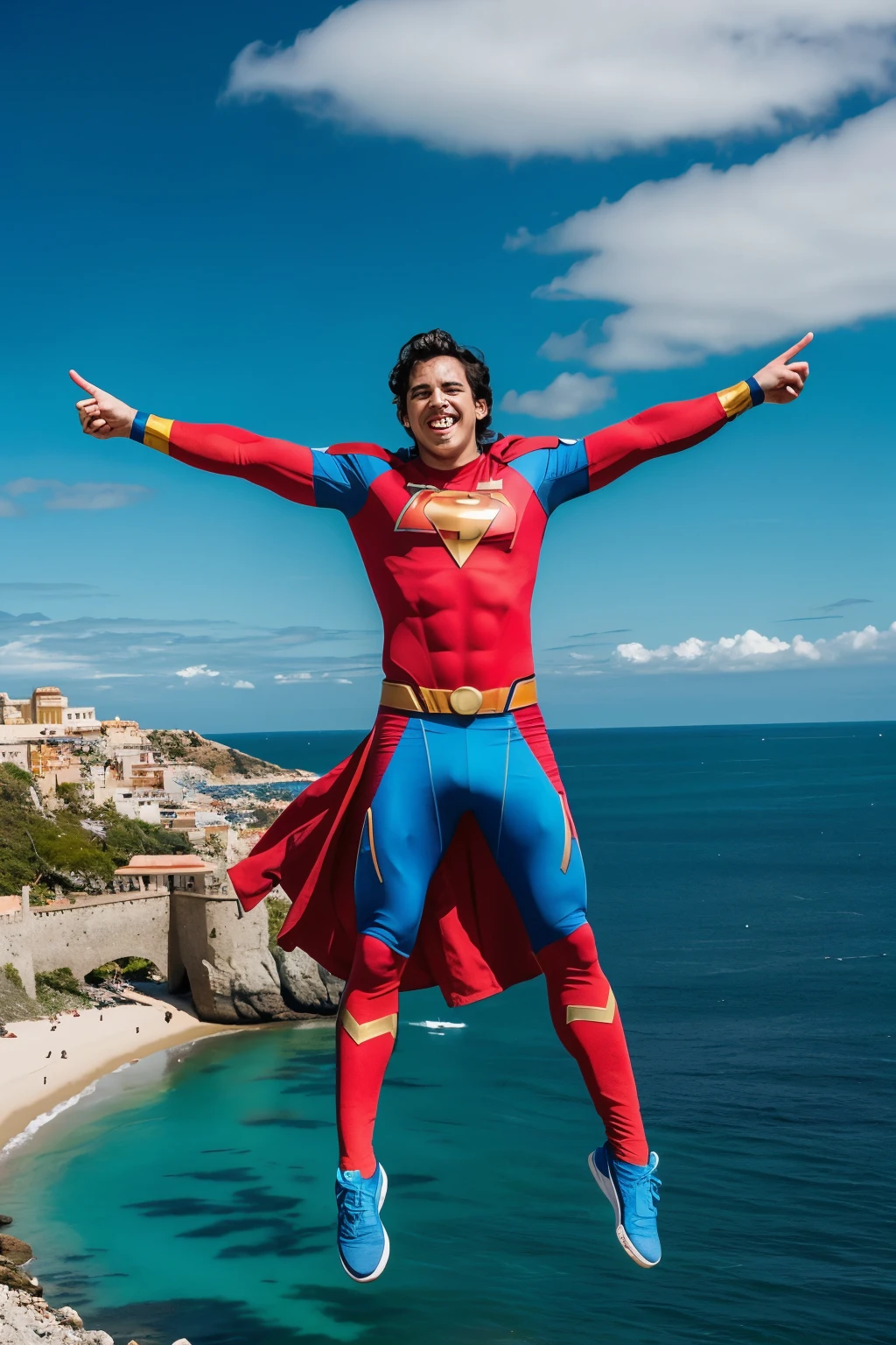 el super heroe divertido superdivertido, se telestransporta a los lugares donde hay tristesa y los ayuda con la depresion.
mu meta es tener el planeta feliz