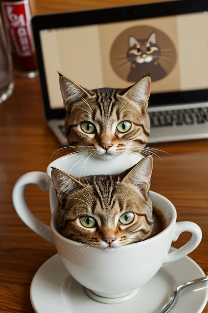 Gato de caricatura cafe para fondo de pantalla
