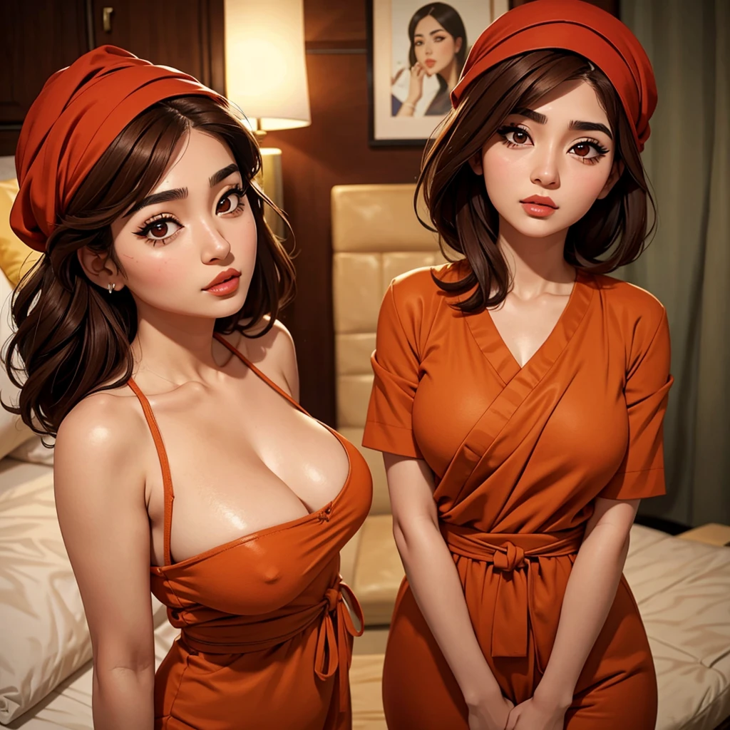 iraqi woman. her age is 33 and her height 165. she has a Korean eyes and thick eyelashis. brown hair red cheeks and small lips and Korean body