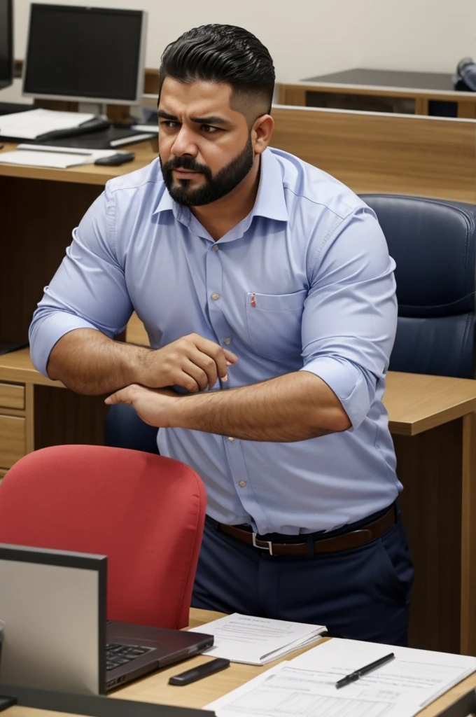 Necesito crear la imagen de un hombre sufriendo bullying laboral en su trabajo por parte de sus colegas
Y este se ve muy afectado por ello