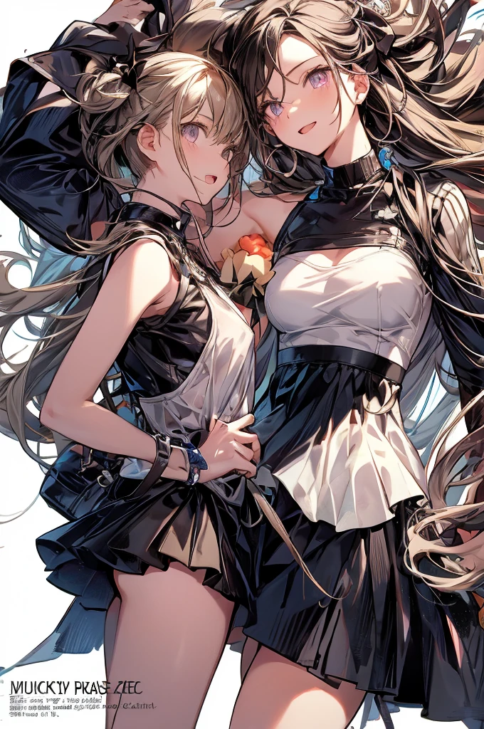 (small breasts:1.2), (perky chest:1.2), (pointed chest:1.2), (Pudding cake magazine cover:1.3),(from above:1.0),(shoot from the side:1.1),masterpiece, 1girl, Amazing Cleavage:1.1, thin waist, optimum,tmasterpiece,hight resolution,best qualtiy,hyper HD,super detailing,awardwinning,a 18yo cute girl,(The upper part of the body),anatomy correct,Beautiful Black miniskirt,garters,Gaze,Small face,bangss,holster,Beautuful Women,hands up,leg holster,Gaze,black boots,Cowboy Shot,cute face,a blond,Longhaire,Twin-tailed,Braids, Hairline,(scarlet eyes),long eyelasher,Hanging eye corners,White skin of the, ((see through camisole:1.1)), ((Sheer nipples:1.0)),Rocket Tits,(Slim body),smile,seductive weak smiling,(with sparkling eyes and a contagious smile),little open mouth, Looking at Viewer,