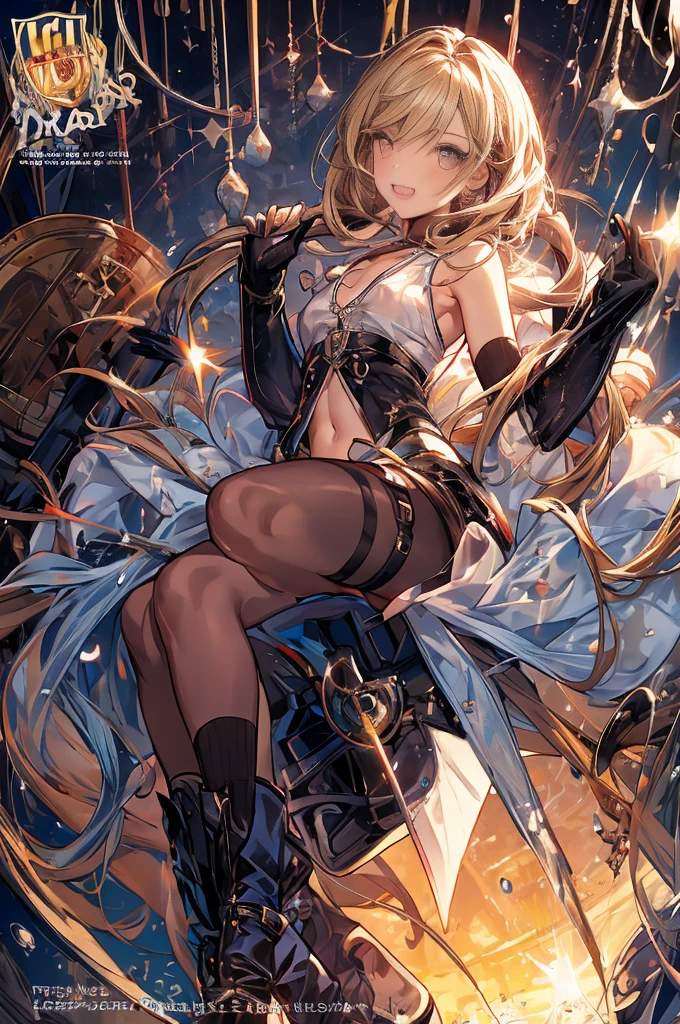 (small breasts:1.2), (perky chest:1.2), (pointed chest:1.2), (Pudding cake magazine cover:1.3),(from above:1.0),(shoot from the side:1.1),masterpiece, 1girl, Amazing Cleavage:1.1, thin waist, optimum,tmasterpiece,hight resolution,best qualtiy,hyper HD,super detailing,awardwinning,a 18yo cute girl,(The upper part of the body),anatomy correct,Beautiful Black miniskirt,garters,Gaze,Small face,bangss,holster,Beautuful Women,hands up,leg holster,Gaze,black boots,Cowboy Shot,cute face,a blond,Longhaire,Twin-tailed,Braids, Hairline,(scarlet eyes),long eyelasher,Hanging eye corners,White skin of the, ((see through camisole:1.1)), ((Sheer nipples:1.0)),Rocket Tits,(Slim body),smile,seductive weak smiling,(with sparkling eyes and a contagious smile),little open mouth, Looking at Viewer,