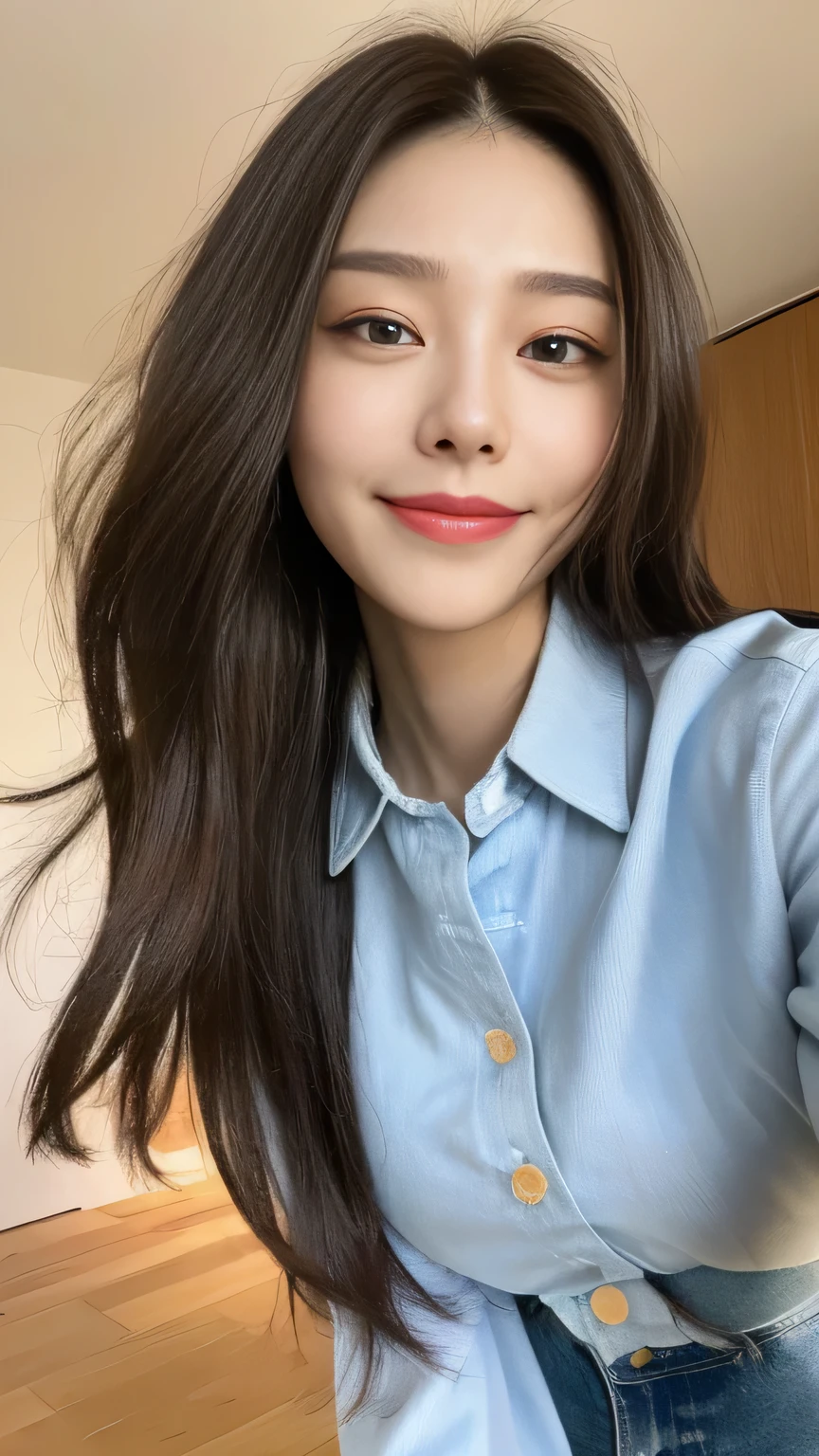 seed:2020674263.((Full body angle:1.1)).((Highest quality, 8K, masterpiece:1.3)), ((from below:1.1)).concentrated:1.2, Perfect body beauty:1.4, Hips:1.2, ((Delicate Hair)), (Colorful button-through crop shirt :1.1) , ((Highest quality、8k、masterpiece:1.3))、1 Girl、A sloppy smile、Esbian all over、Slim face、Big 、Beautiful woman、(Dark Brown Hair)、Long Hair、1.1、Flickering Valley、Detailed eyes、double eyelid、Blurred Background、超Slim face、Smile、Looking down、stroll、
