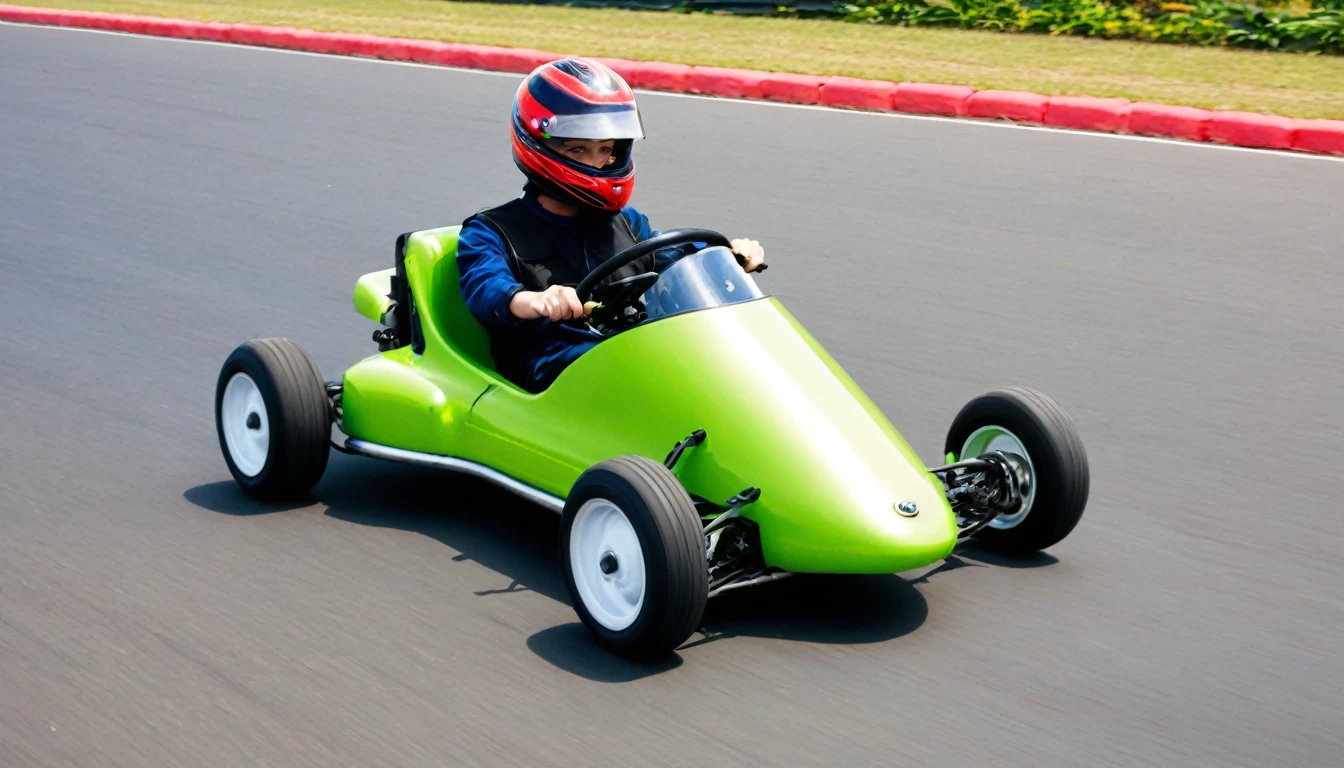 McKyle 426 Roadster
Type: Kart for drivers between 8 and 13 years old
Engine: 10 HP Diesel Engine
Automatic transmission
Mechanical Details:
Engine: 10 HP diesel designed to provide safe, controllable performance for young riders.
Transmission: Automatic, providing ease of use and learning for beginner drivers.
Safety: Equipped with safety features suitable for young riders, ensuring a safe and fun experience.
Design and Style:
Exterior: Compact and lightweight, ideal for recreational riding and initial learning of driving skills.
Interior: Simple and ergonomic, focused on the safety and comfort of the young driver while driving.
Usage and Application:
Recommended Age: Designed for drivers aged 8 to 13, providing a safe introduction to motorsport.
Purpose: Ideal for kart tracks and kart tracks, where young drivers can safely develop driving and competition skills.