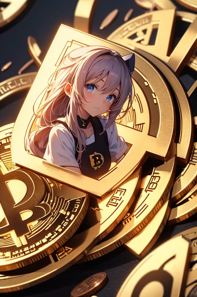 Bitcoin coin, anime girl