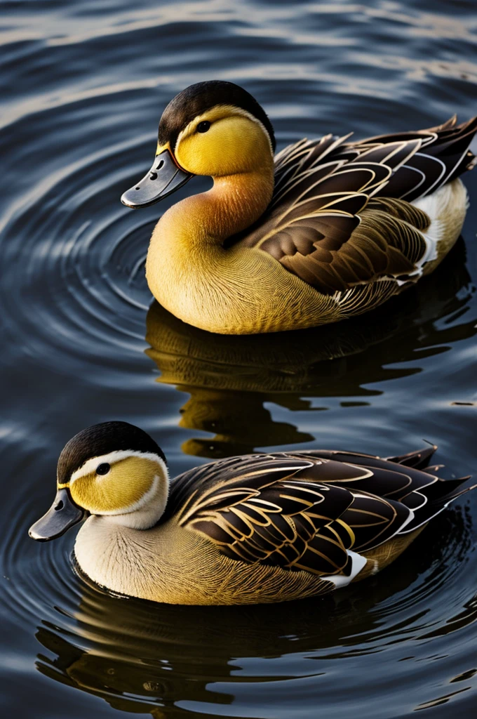 An adult duck with a small duck 