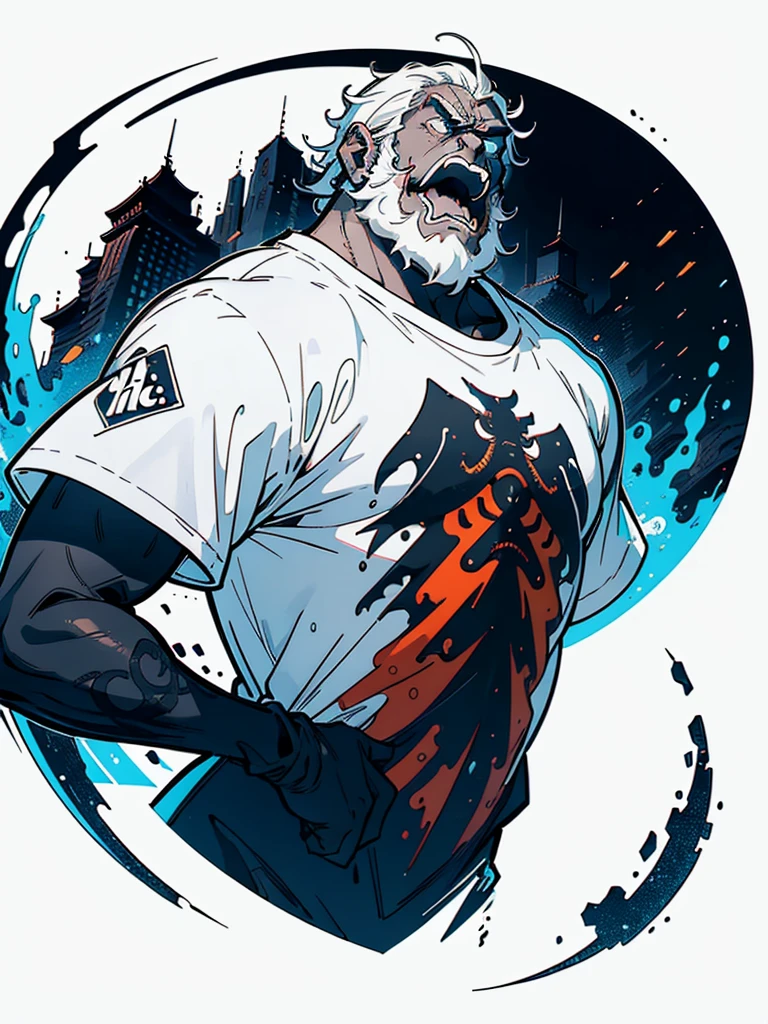 (((a sticker))), (((white background))),(((splash art))), intricately detailed t-shirt design ready for print , 2d, ONE BLACK angry shouting furious  HUGE KING KONG in foreground,mountains peek Jungle sunset at the background, (((letters "KING KONG" ))), vibe detailed design for streetwear and urban style t-shirts design, pro vector, (cel-shading style:1.3), inkpunk, (ink lines:1.1), strong outlines, bold traces, high contrast, (cel-shaded:1.1), vector, 32k resolution, best quality, vibrant colors, anime, flat lights,vector t-shirt art ready for print, intricate rich extremely complex ornaments illustration, extremely detailed and complex illustration, high detail, clean lines style, intricate high details, (((white plain background)))