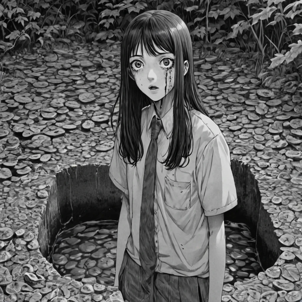without sewage, (anime), bizarre scenario, Junji Ito, Yusuke Murata, black and white, 8k, anime, horror