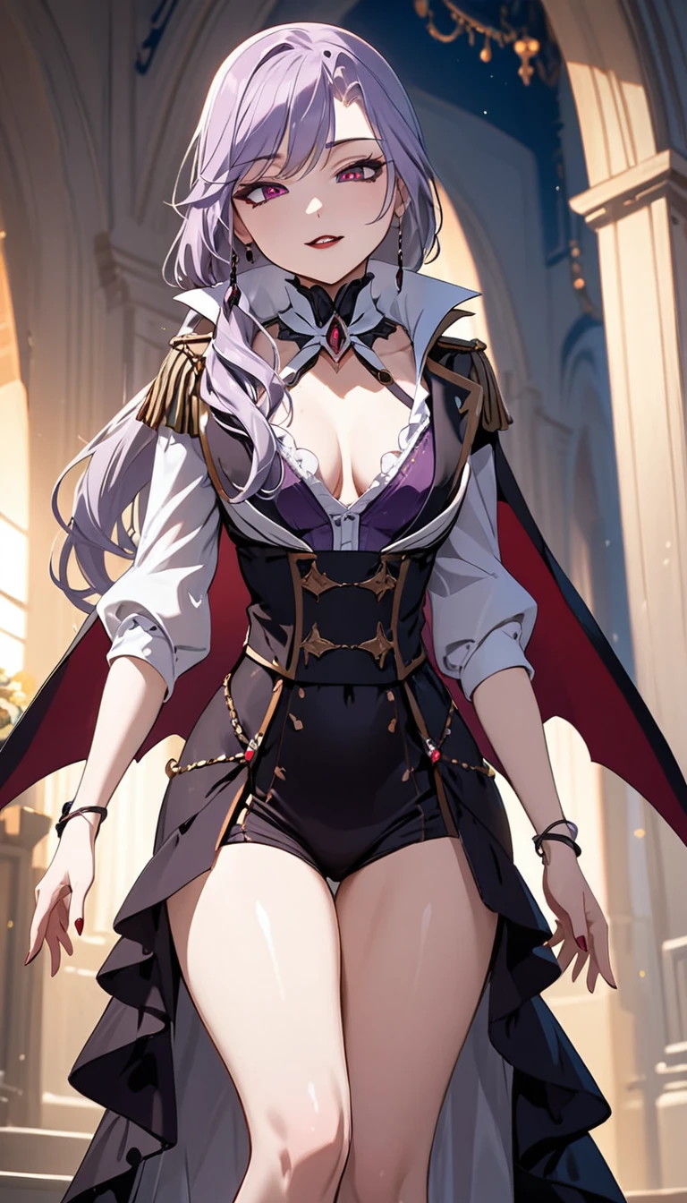 (masterpiece, best quality:1.2), 1girl, solo, Sonata, vampire, purple hair, ultimate using