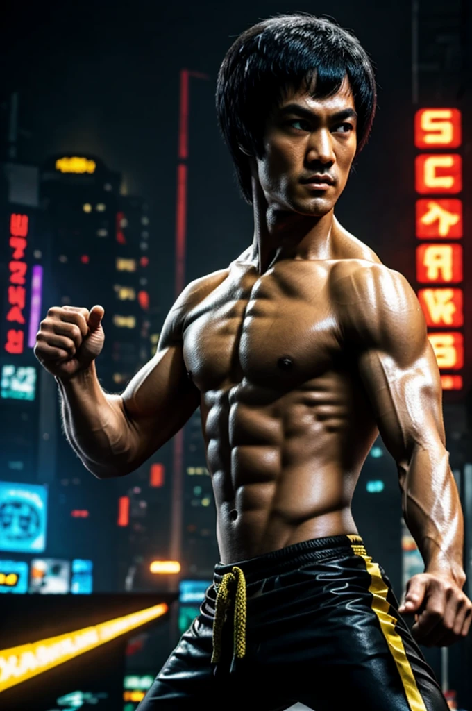 Bruce lee estilo cyberpunk 