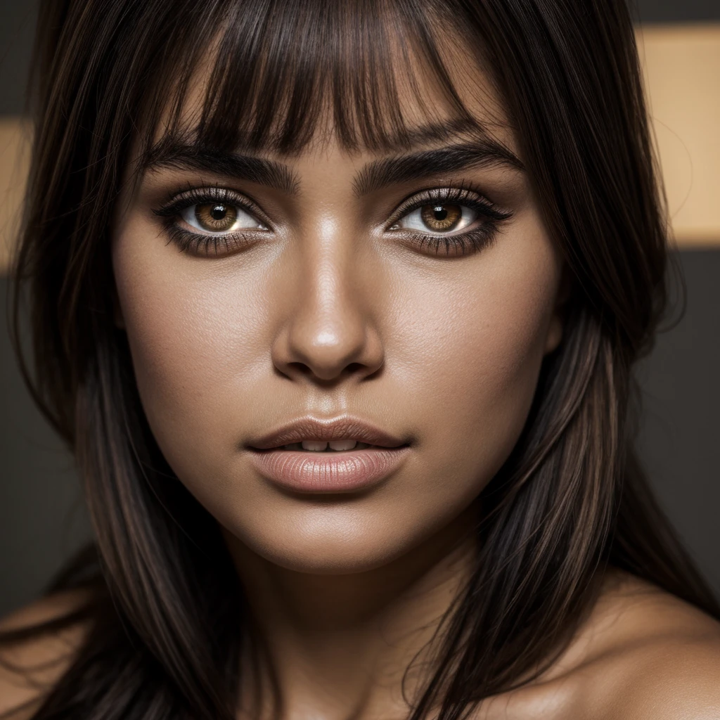 Ultra realistic portrait photo of a mixed-race woman, cute, light brown eyes, small face, of Brazilian origin, detailed in 4K high resolution