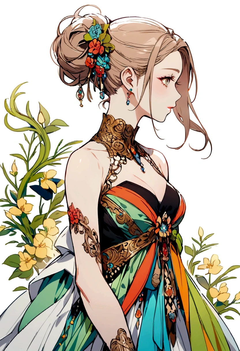 femme de profil avec chignon