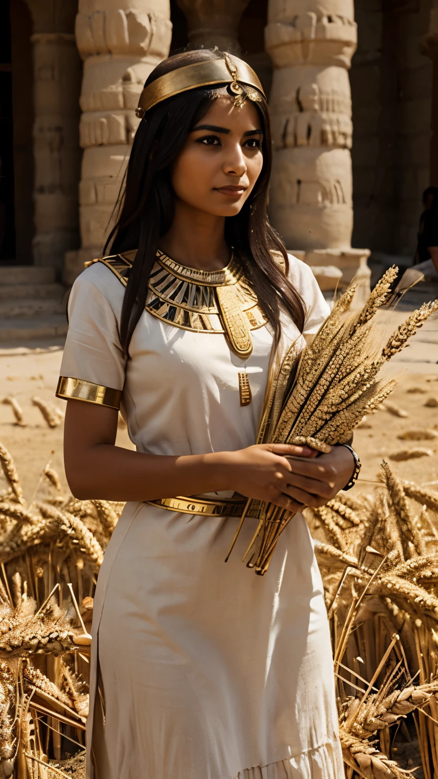Egyptian women ,with a bag of wheat,in the time of cleopatra ,8k resolution
