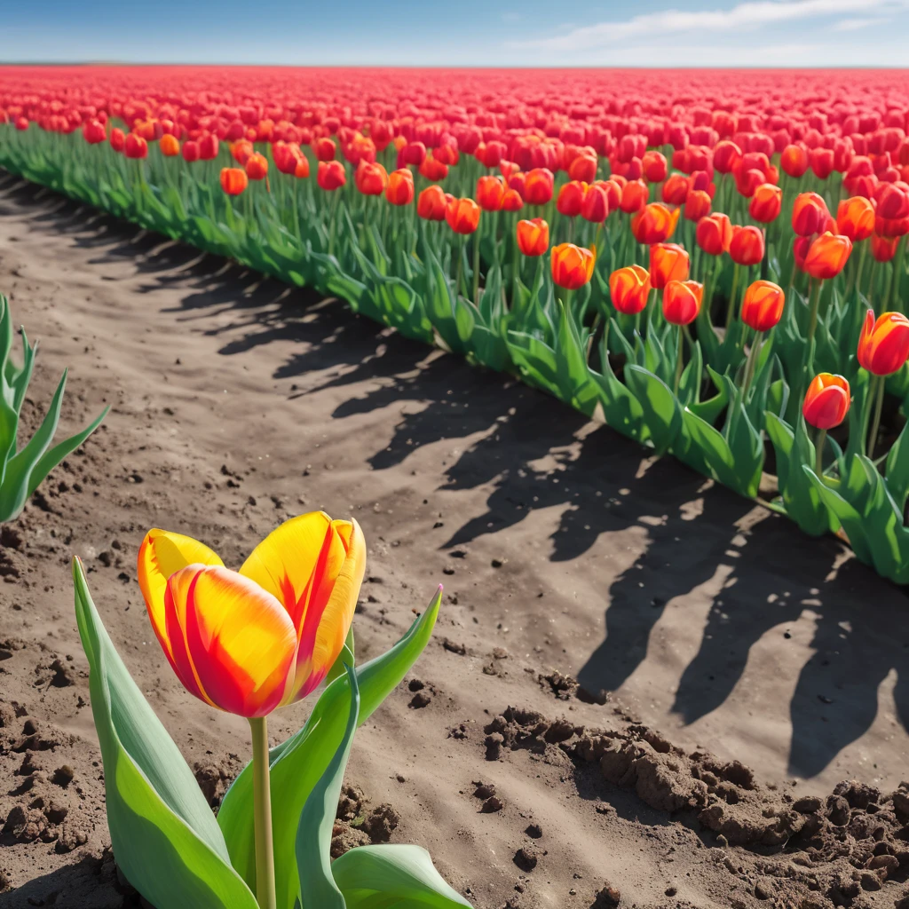 a tulip growing in an inhospitable environment, ultra quality, 8K