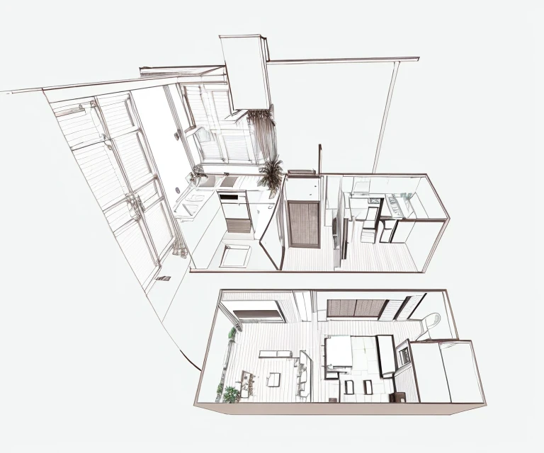 Alterar planta de arquitetura. 4 quartos, 3 casas de banho, sala, cozinha, DESK