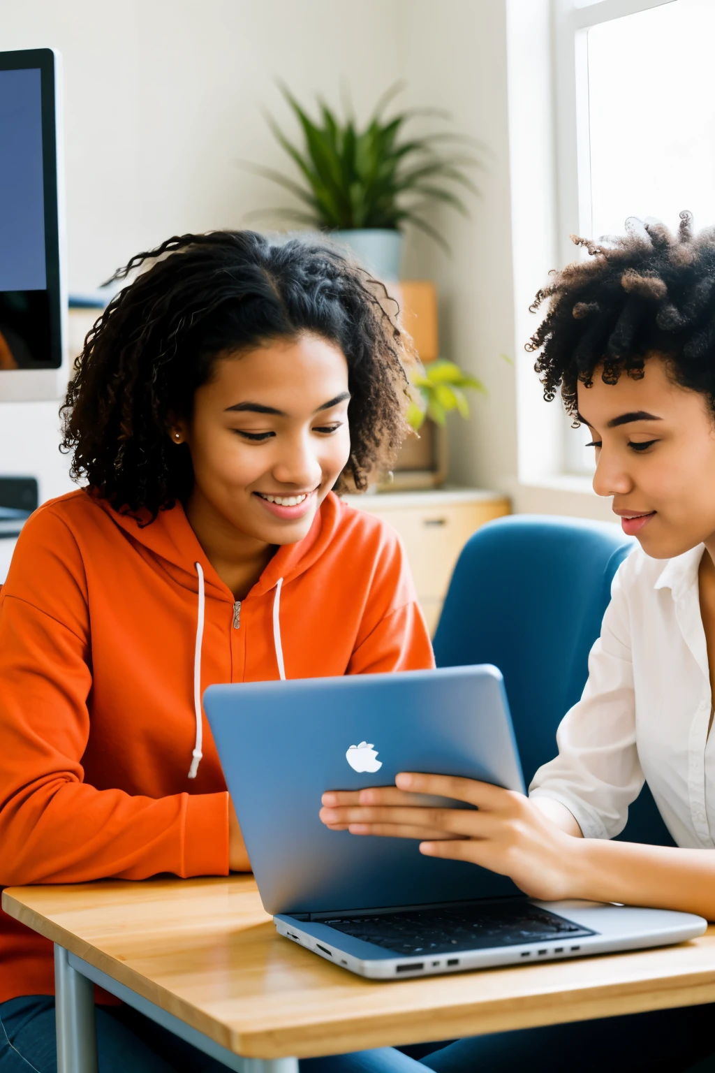 multiethnic students on a computer solving mathematical exercises