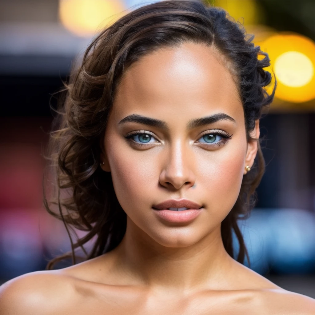 a mixed race woman, beautiful detailed eyes, beautiful detailed lips, extremely detailed face, cute small face, light brown eyes, Brazilian origin, realistic portrait, 4k, 8k, highres, masterpiece, ultra-detailed, photorealistic, photo-realistic, HDR, UHD, studio lighting, ultra-fine painting, sharp focus, physically-based rendering, extreme detail description, professional, vivid colors, bokeh