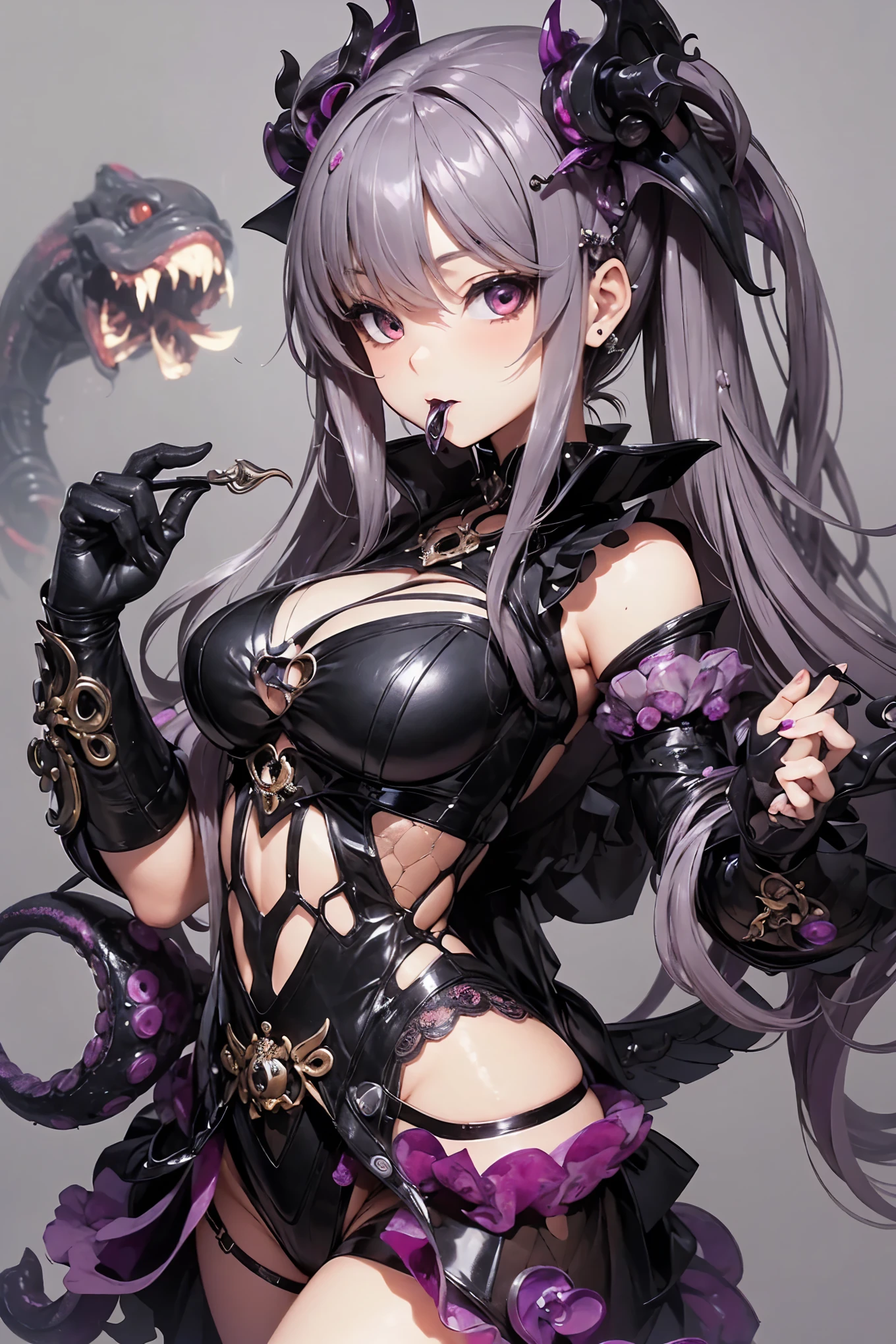 2024/06/15 10:00:50 
((best quality)), ((highly detailed)), masterpiece, Succubus-style magical girl. Tentacles growing from her body. Tentacles with a mouth.