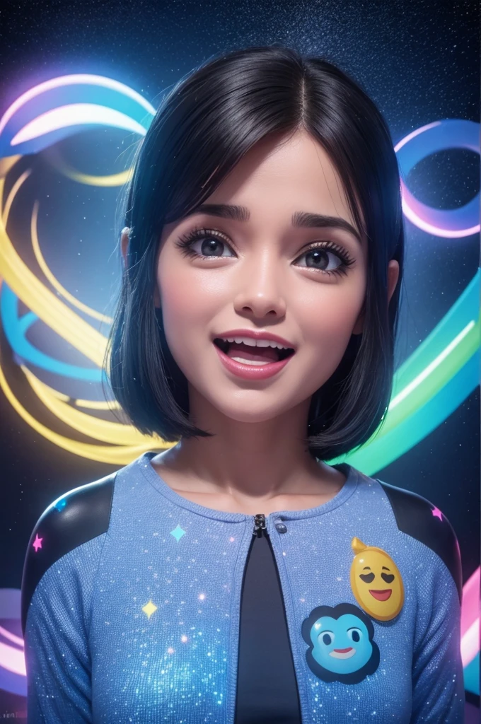 crie uma foto de 1 emoji Carinha chorando de rir em holograma 3d.