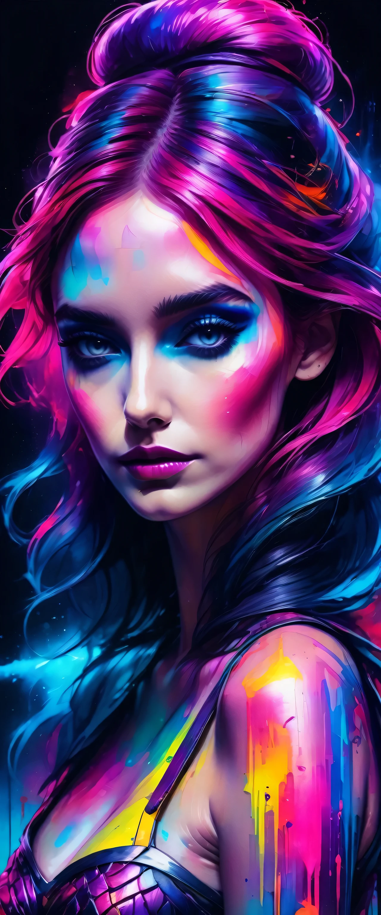 (snthwve style:1) (nvinkpunk:0.7) drunken beautiful woman as delirium from sandman, (hallucinating colorful soap bubbles), by jeremy mann, by sandra chevrier, by dave mckean and richard avedon and maciej kuciara, punk rock, tank girl, high detailed, 8k,
sharp focus, natural lighting, subsurface scattering, f2, 35mm, film grain