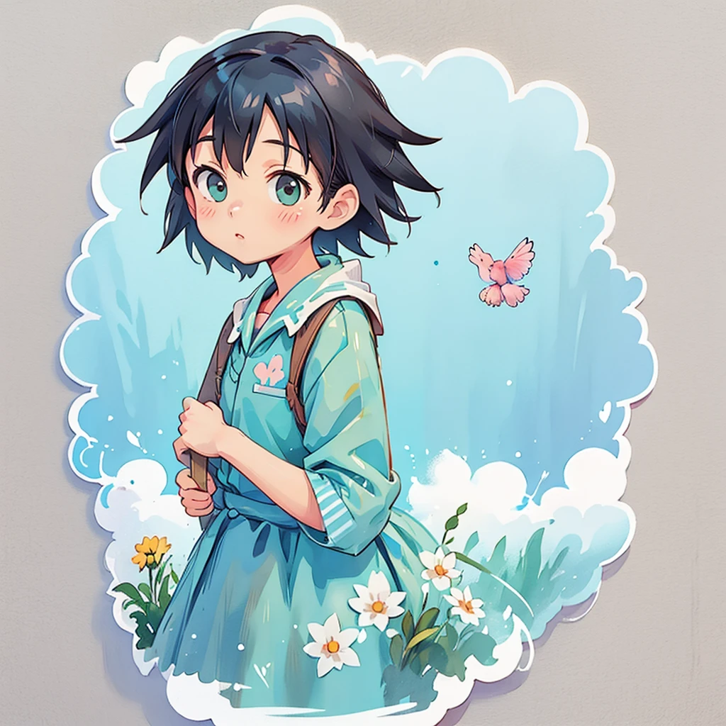 Makoto Shinkai style, Kawaii Design, most beautiful girl ever, birdie、High walls