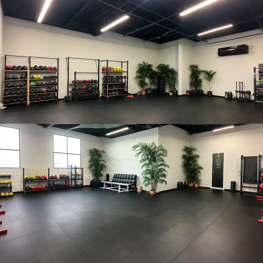 ((melhor qualidade)), , (detalhado), 
IMAGEM DA ACADEMIA TODA UMA GYM , PESO CROSSFIT, BODYBUILDING DIVIDED BODYBUILDING, RECEPTION WITH BEAUTIFUL WAITING AREA, VISTA DE CIMA COMO SE PLANTA DE ARQUITETURA
