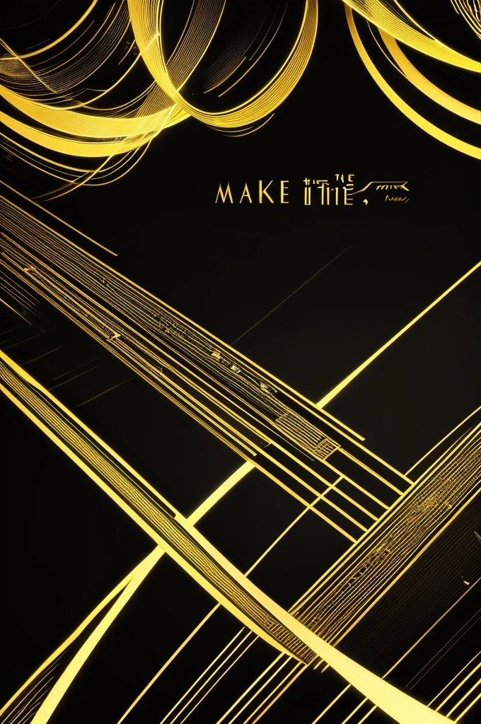 Black and gold lines[OFF・START]Make a gorgeous PC wallpaper with the text！！
