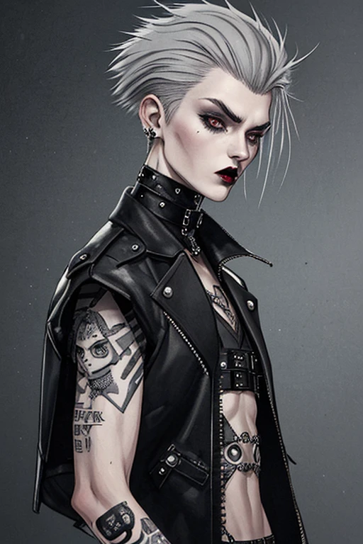 Margarette appears as a tall, masculine-looking person,He has short gray hair with shaved designs and dark lips similar to punk rock..

